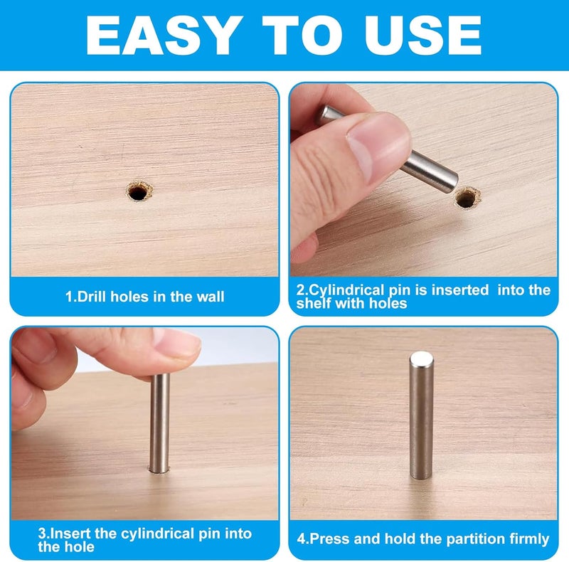 Yinpecly 35 Pcs 5mm x 40mm Shelves Dowel Pin,304 Stainless Steel Dowel Pin, Shelf Support Pegs Pin Metal Bookshelf Pegs Support for Cabinet Furniture Fixing Component Position - Image 5